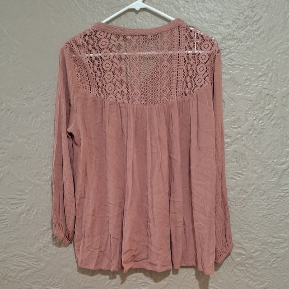 O'Neill Lace Accent Blouse - Dusty Rose Sze S - Picture 3 of 10